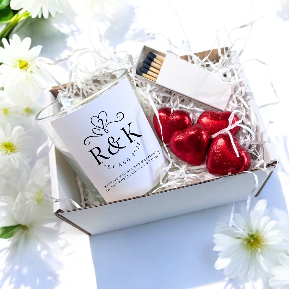 Personalised Entwined Hearts Wedding Candle Gift Set | Friend, Couples