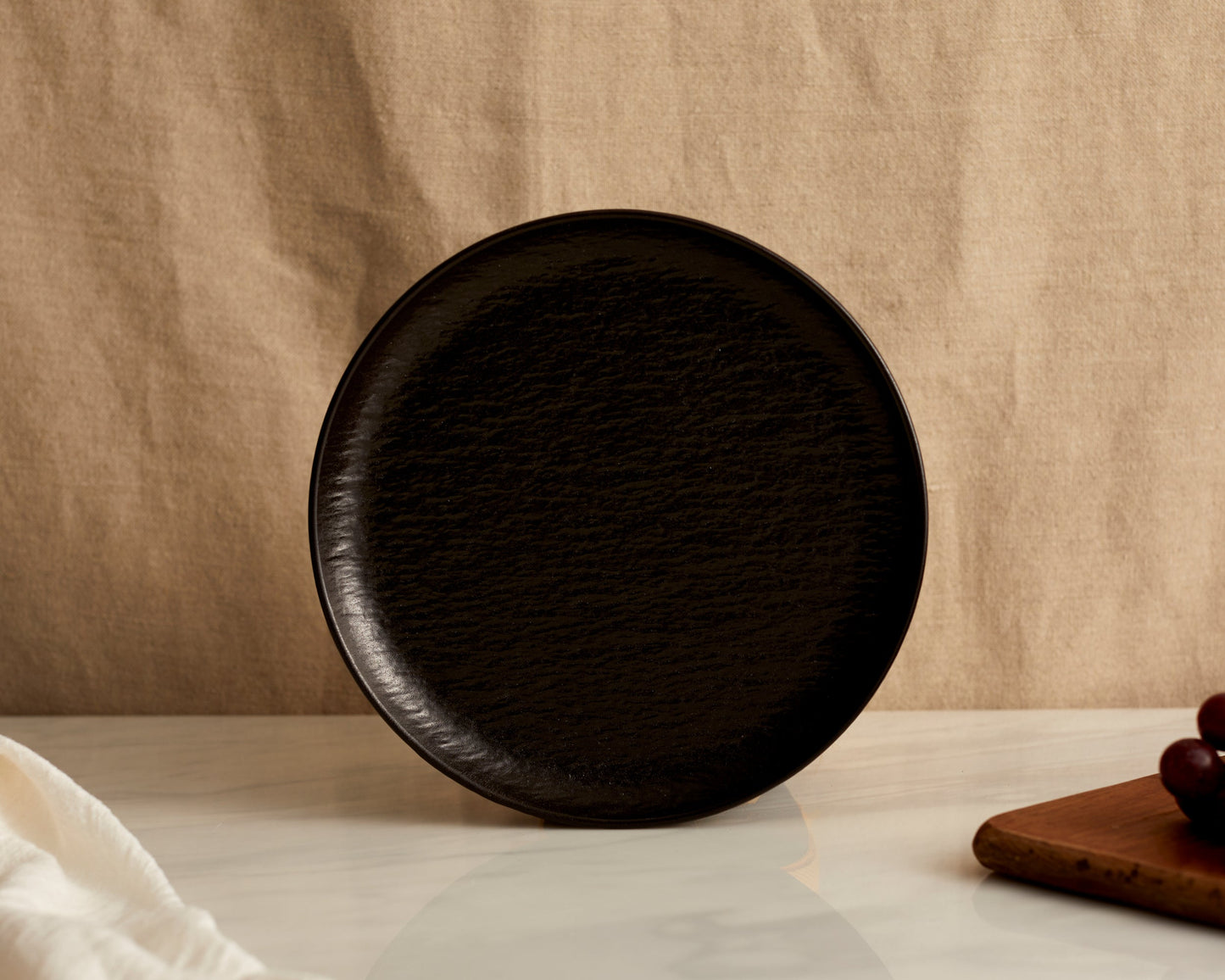 Enigma Black Porcelain Round Starter Plate